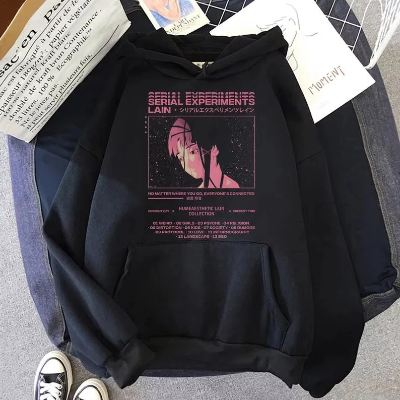 Serial Experiments Lain Anime Unisex Graphic Pullover with Lain Iwakura Triangle Scepter Pattern Sweatshirt Hoodies