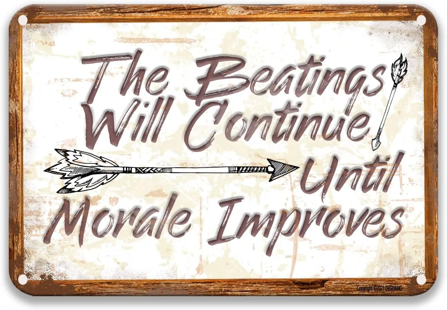 The Beatings Will Continue Until Morale Improves Vintage Metal Signs Diner Decor Decorative Tins Vintage Bar Decor 8X12 Tin sign