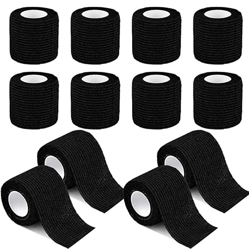 T-Rex 24pcs Handle Bandage Anti-slip Athletic Nonwoven Black Tape Tattoo Disposable Self-adhesive Elastic Bandage Grip Cover Wra