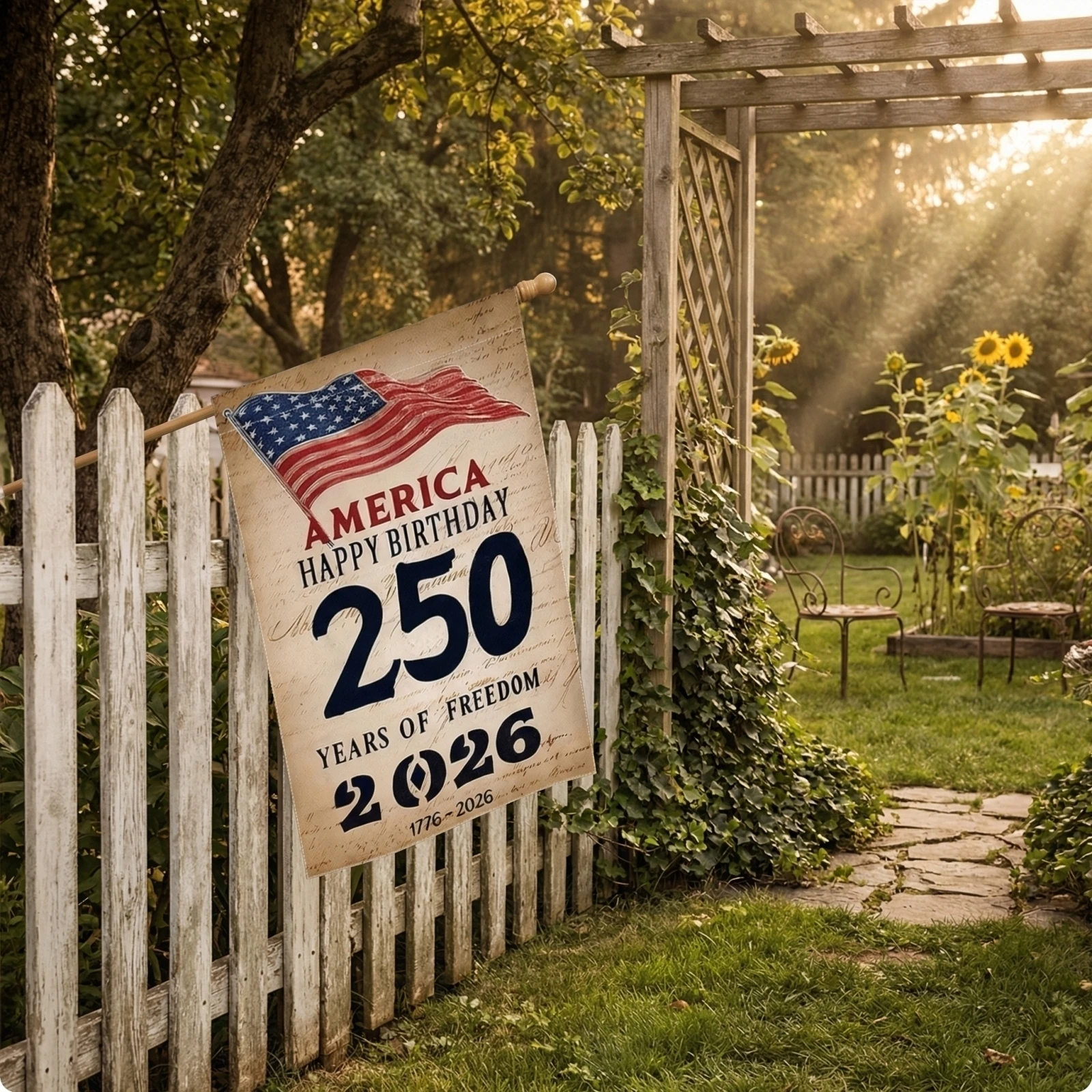 Garden Flag Independence Day Decorated Garden Flag 250th Anniversary Flag Double-Sided Printed Flag
