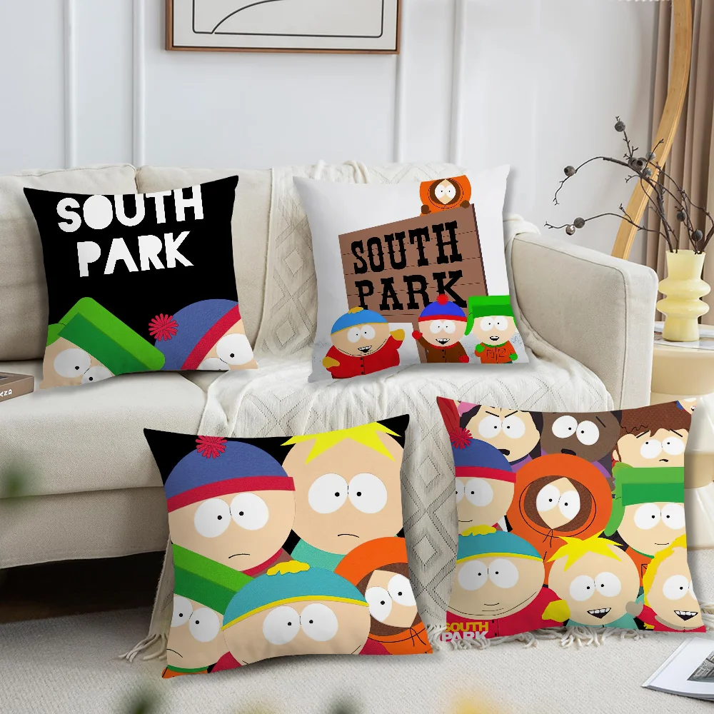 Cartoon S-South P-Park Pillow Case Living Room Accent Couch Back Support Square Lounge Restful Nap Companion ﻿