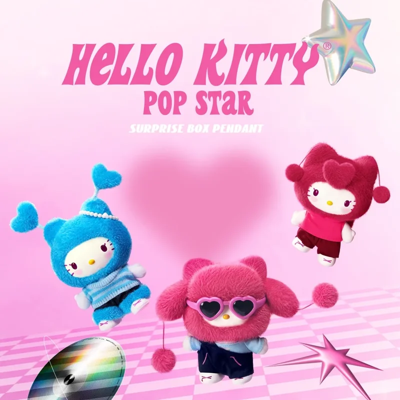 Nieuwe Echte Sanrio Hellokitty Popstar Serie Trendy Blind Box Leuke Tas Hanger Decoratie Speelgoed Pop Meisje Verjaardag Verrassingsgeschenken