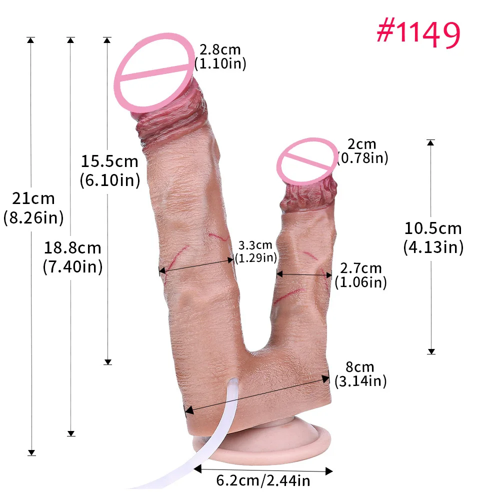 Pene de silicona FAAK con ventosa, consolador realista de doble eyaculación, masaje de próstata, Juguetes sexuales para mujeres y hombres, tapón Anal