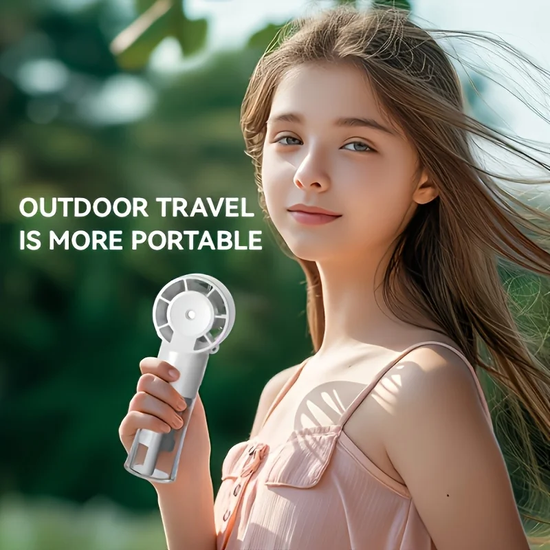 Portable USB Rechargeable Spray Fan with Lanyard - 1200mAh Battery, 4-Speed Adjustment Hands-Free Cool, Suitable for Women's Sum