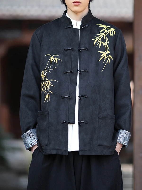 

Новый китайский джет с тяжелой вышивкой, мужская повседневная верхняя одежда Hanfu большого размера, осень 2024, новый костюм Faion Tang, пальто