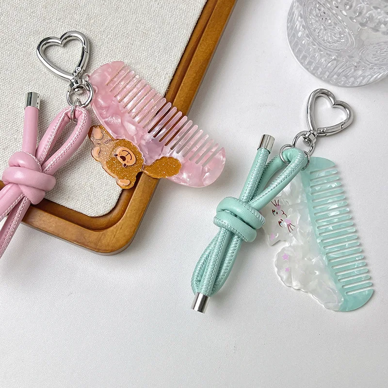 Cute Cartoon Fruit Keychain Holder Charm for Girls Kawaii Animal Bag Charm Comb for Backpacks Cute Purse Keyring for Students