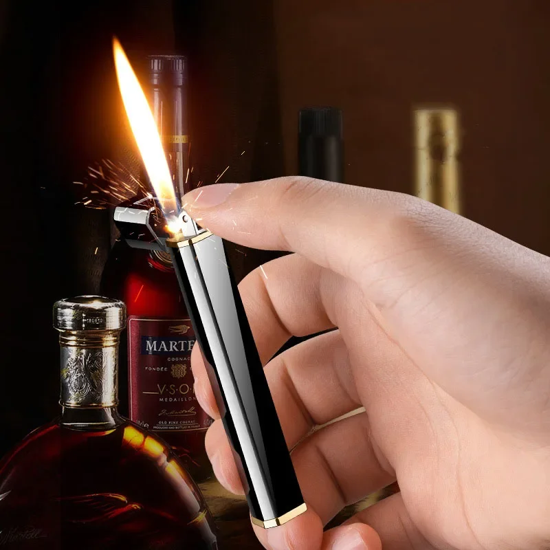 Latest Slim Portable Classic Grinding Wheel Metal Butane Gas Lighter Unusual Open Flame Mini Can Be Used as a Gift for Women