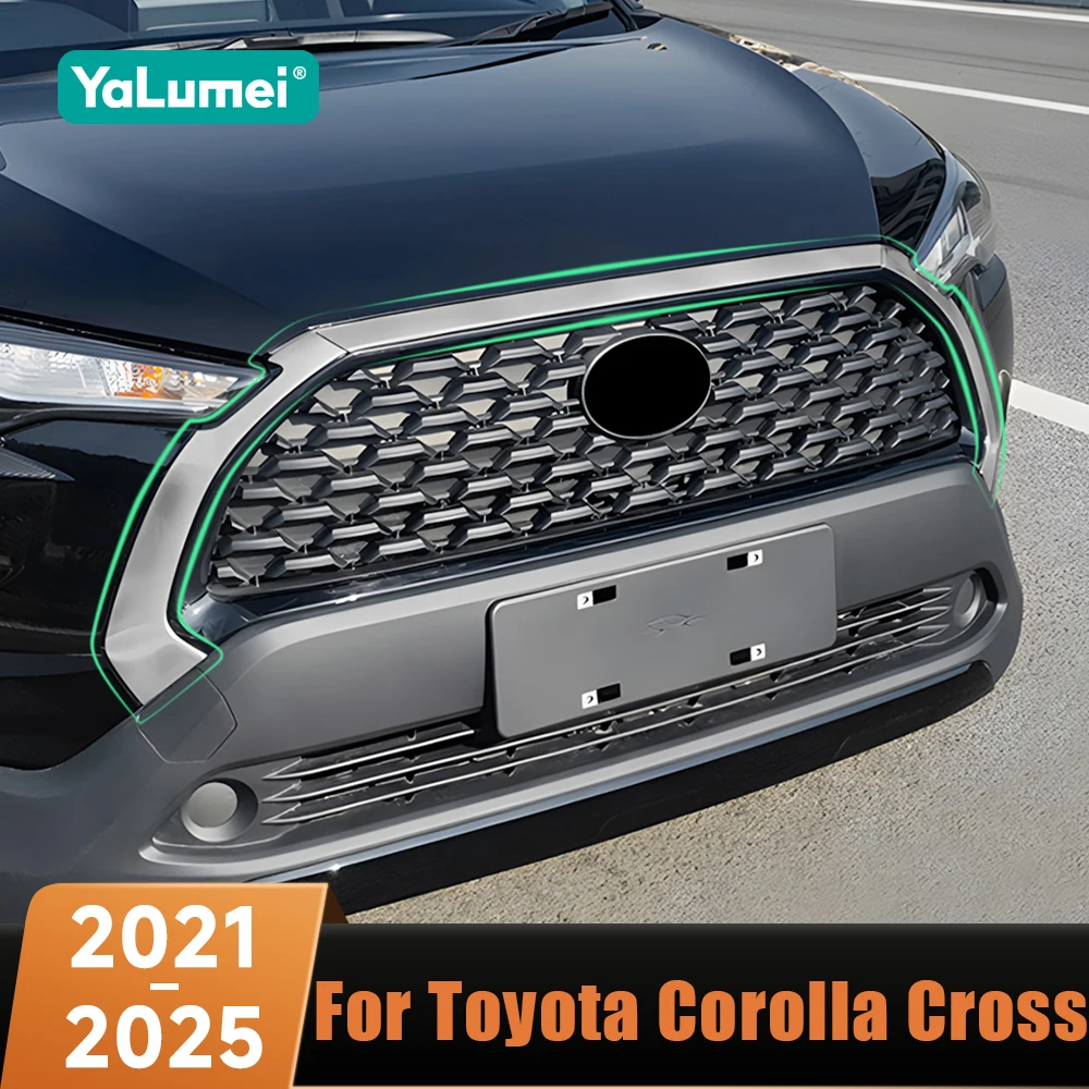 

Передний бампер автомобиля, решетка, верхняя накладка, накладка, наклейка, аксессуары для Toyota Corolla Cross XG10 2021 2022 2023 2024 2025 Hybrid