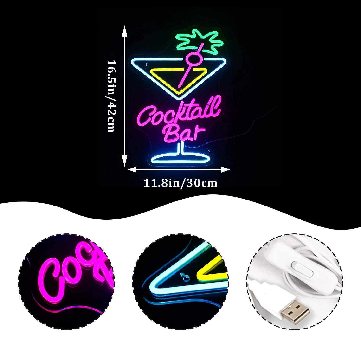 Cocktail Neon Licht Usb Aangedreven Led Neon Licht Voor Partijen Cocktail Bars Thuis Nachtclubs Man Cave Art Wandlamp Decor