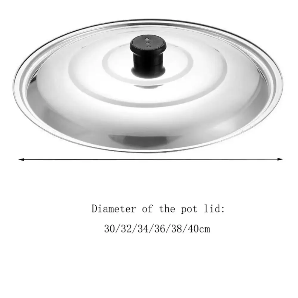 Couvercle de casserole rond en acier inoxydable avec nœud en plastique, couvercle de remplacement, anti-déversement, universel, anti-brûlure, casserole, wok