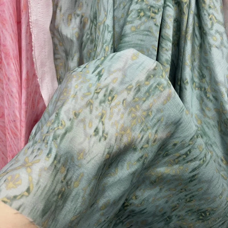 Pink Vertical Stripe Hazy Blending Chiffon Fabric Soft and Thin Semi Transparent Clothing Hanfu Dress Handmade Fabric