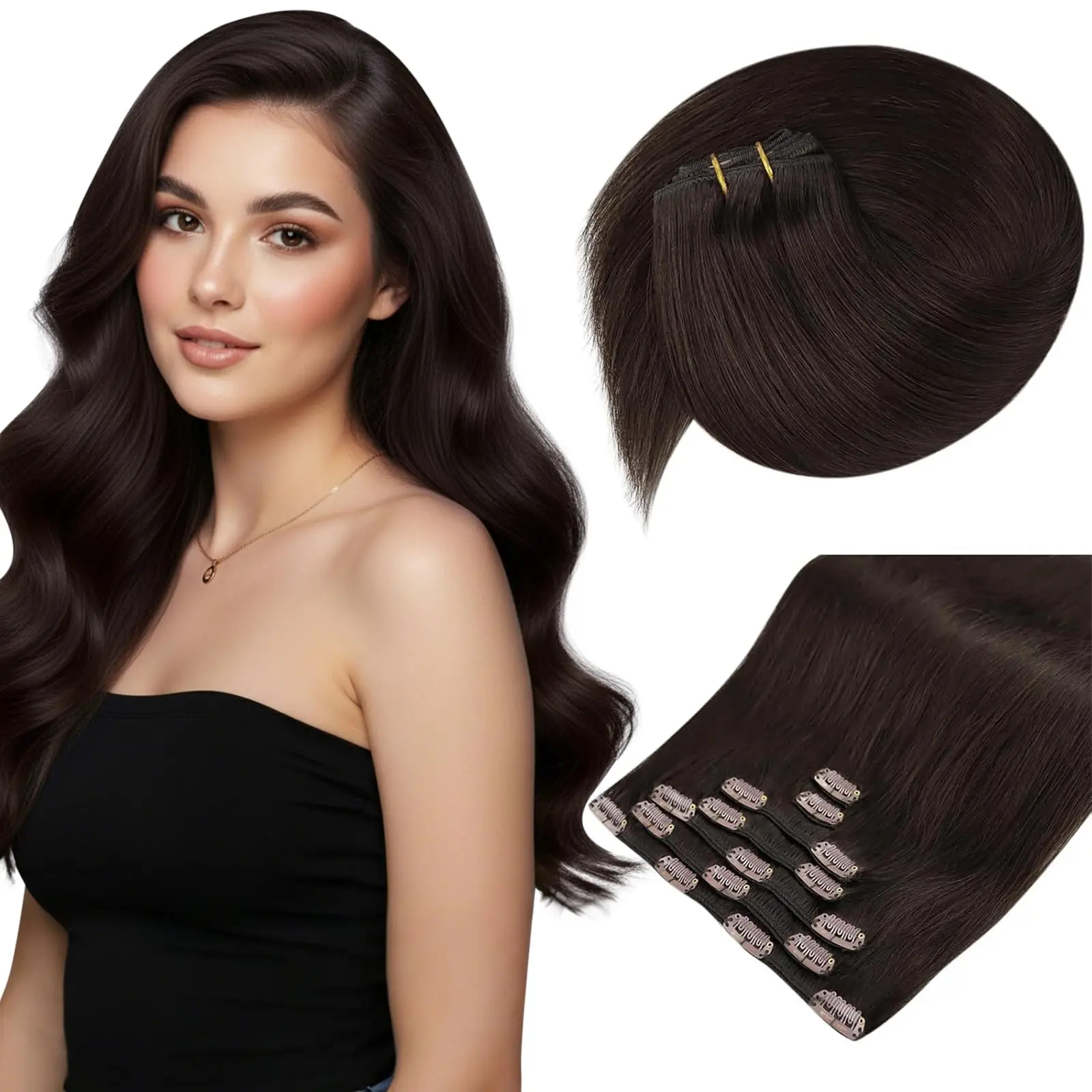 

7 шт., 100% заколка для наращивания человеческих волос, 24 дюйма # 530 Медовый блондин с теплыми тонами