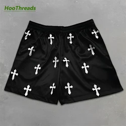 Christian Athletic Shorts for Men Cross Print Quick Dry Active Track Shorts with Pockets Gym Workout Fitness Training Running