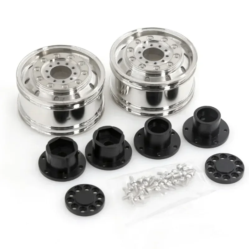 

1/14 RC Rubber Tires High Grip Aluminum Alloy Wheels Rims Unpowered Hubs for Tamiya Truck Trailer,1/14 Scale Remote Control C