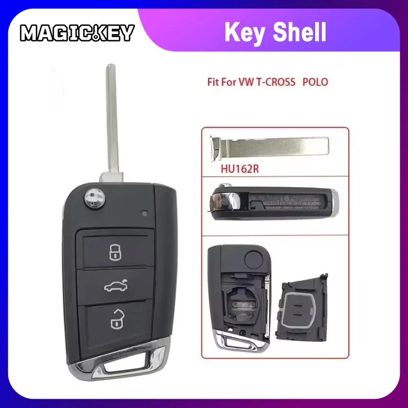 

Универсальный корпус выкидного ключа Magickey с лезвием HU162R для VW Golf, Polo, T-Cross, Skoda, Seat