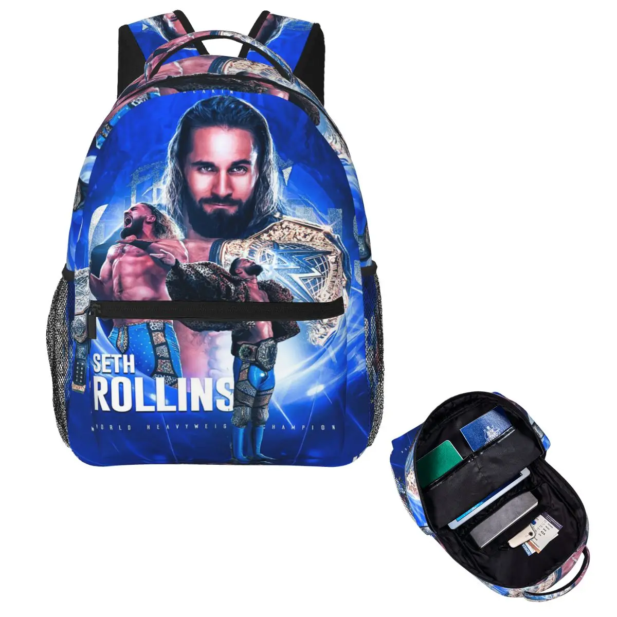 Seth Rollins Wrestling Graphics Student Backpack School Bag Hiking Travel Daypack for Boys Girls Fashion Bookbag Shoulder Bags