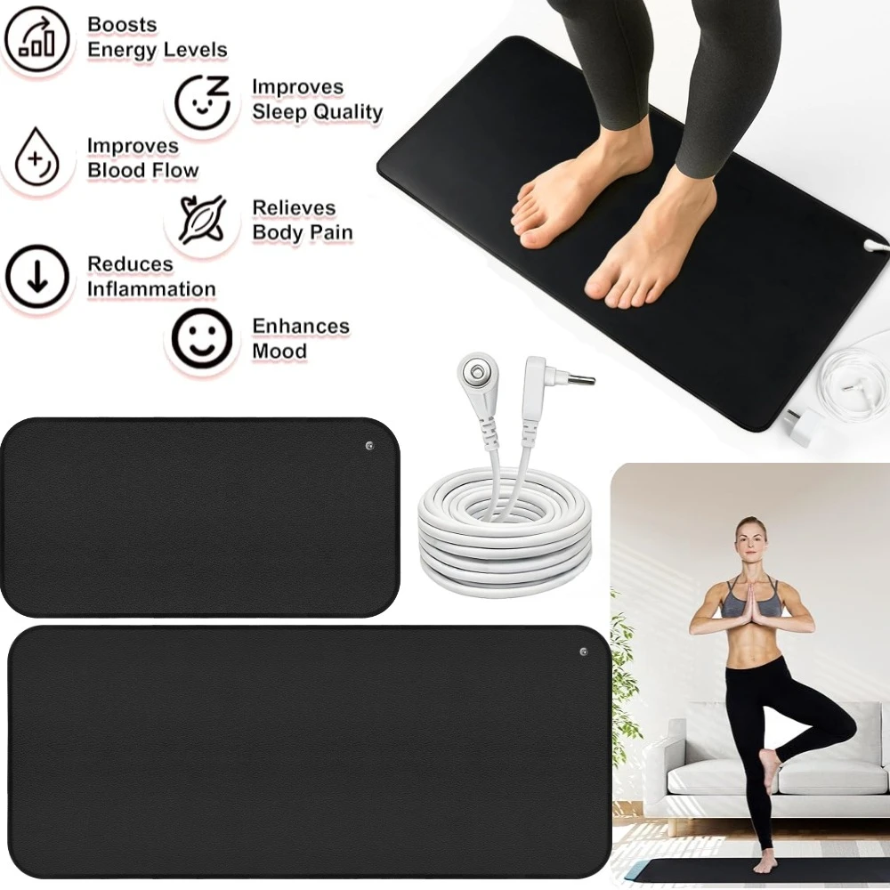 Earthing Grounding Mats for Improved Sleep Feet Earth Connected Pain Relief Reduces Inflammation & Pain Wellness Grounding Pad