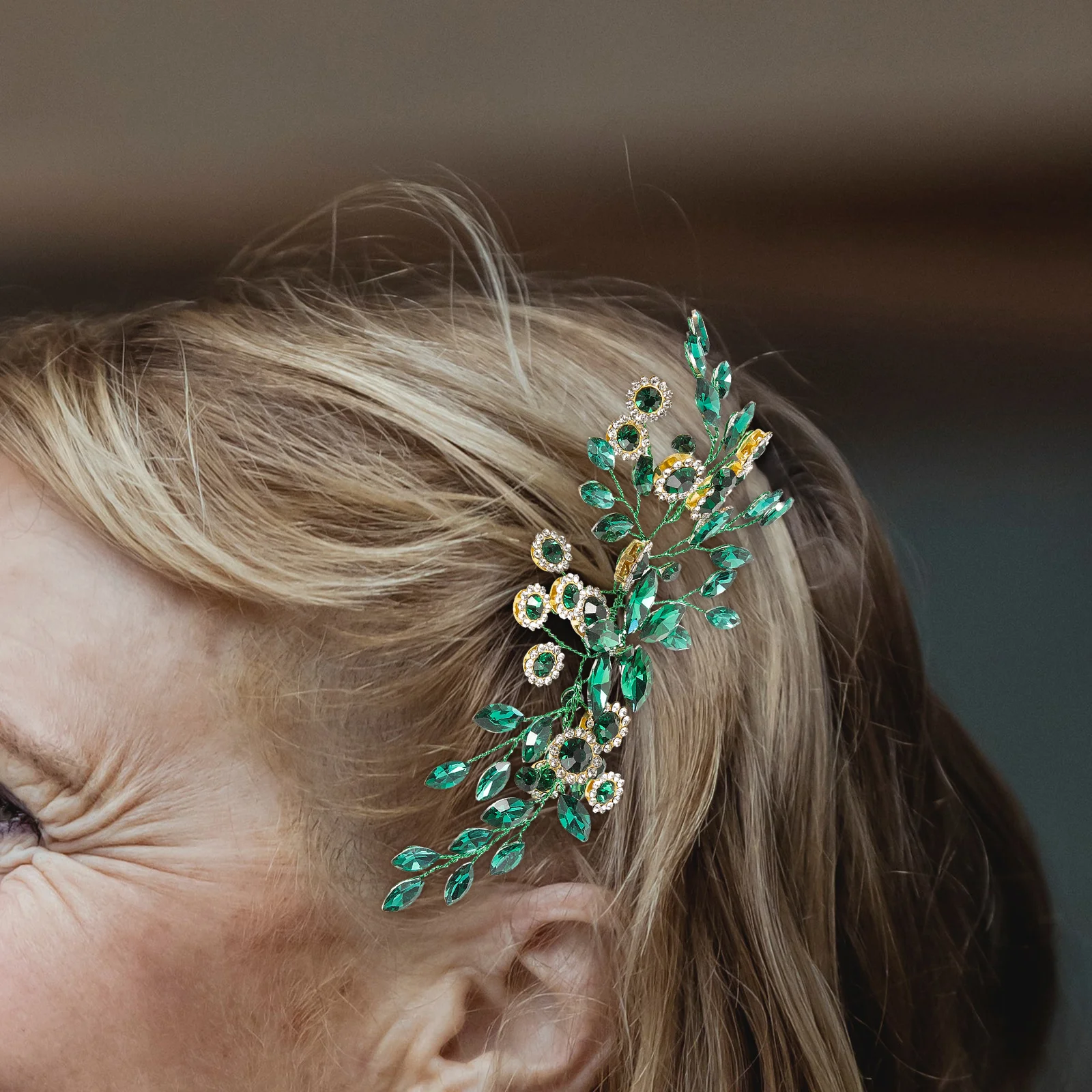 

Green Hair Accessories Shiny Headpiece Wedding Ornaments for Women Versatile Accessory Crystal Headbands Alloy Bride Party