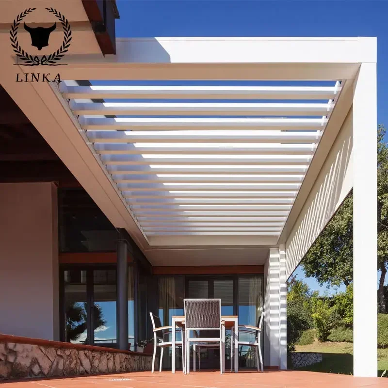 

Bioclimatic Pergola Garden Waterproof Aluminium outdoor louvered roof Gazebos with remote contrlol Bioclimatic Pergola