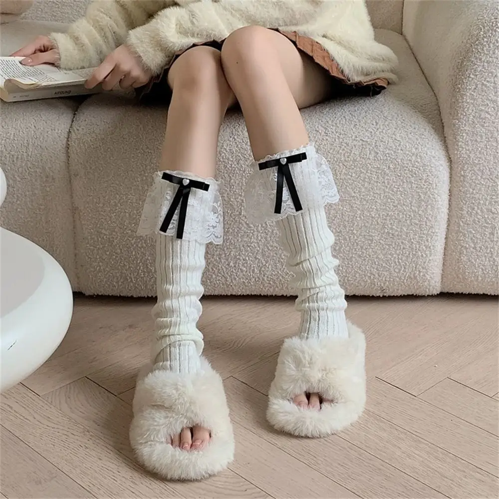 

Kawaii Keep Warm Leg Warmer/Arm Cover Bow Tie Lace Knitted Socks JK Stockings for Winter Autumn