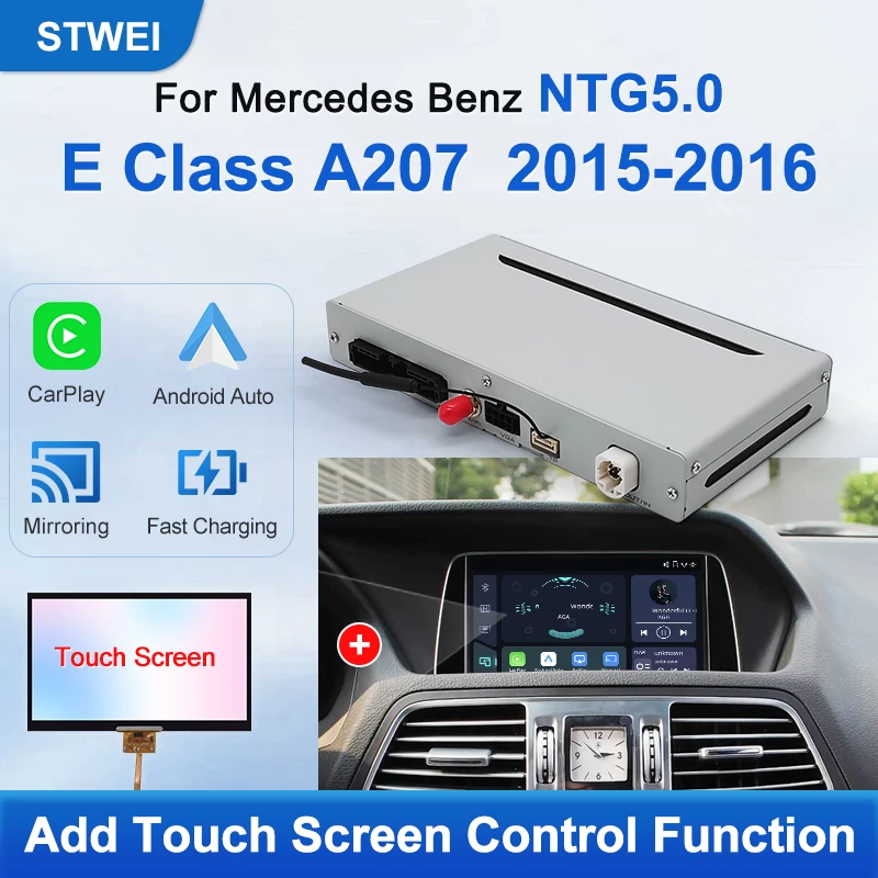 Stwei 2026 For Mercedes Benz E Class A207 2015-2016 NTG5.0 Wireless CarPlay Android Auto Support Screen Touch rearview camera