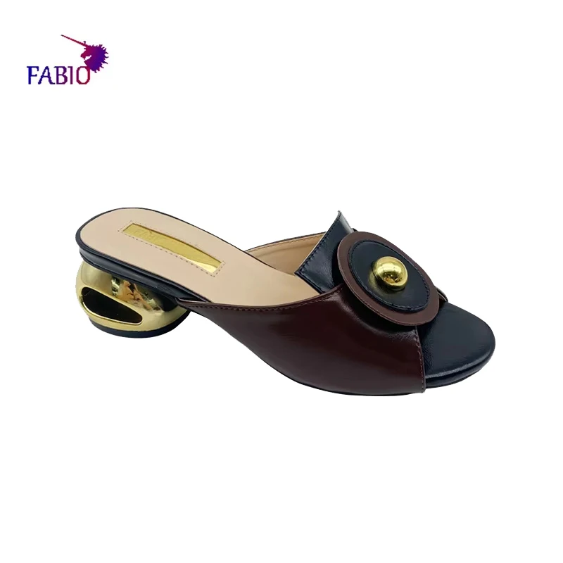 FABIO PENNY Women\'s Multicolored Midheel Slippers Italian-Style Comfortable Casual Party Banquet Shoes