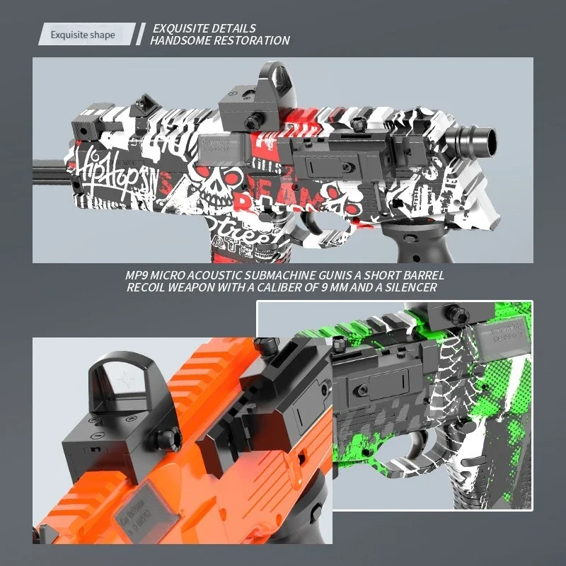 MP9 pistolet zabawkowy elektryczny pistolet do strzałek z pianki miękki pocisk pistolety maszynowe automatyczne bronie dla dorosłych chłopców gry na