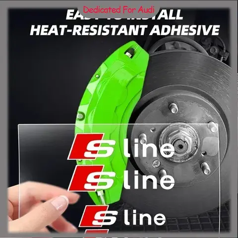 6Pc 자동차 브레이크 캘리퍼스 스티커 고온 방수 데칼 forAudi Sline A3 A4 A5 A6 A7 A8 Q3 Q5 Q7 A8L S6 S7 S3 Q2L Q5L