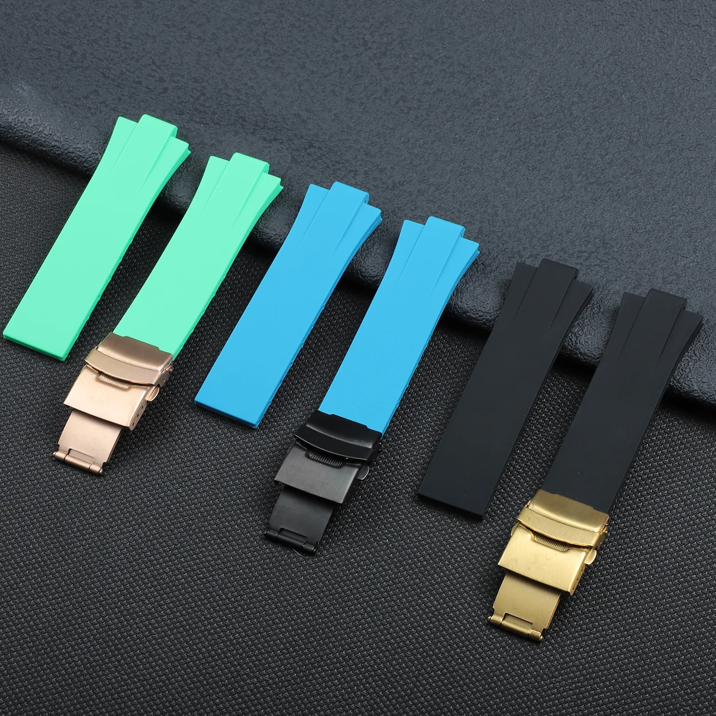 Interfaz convexa 24*11 correa de goma de silicona para pulsera ORIS AQUIS correa de reloj de buceo correa de reloj impermeable hebilla plegable