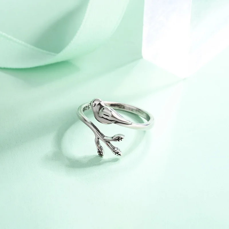 925 Sterling Silver Bird Adjustable Rings For Women Gift Female Luxury Animal Jewelry Accessories