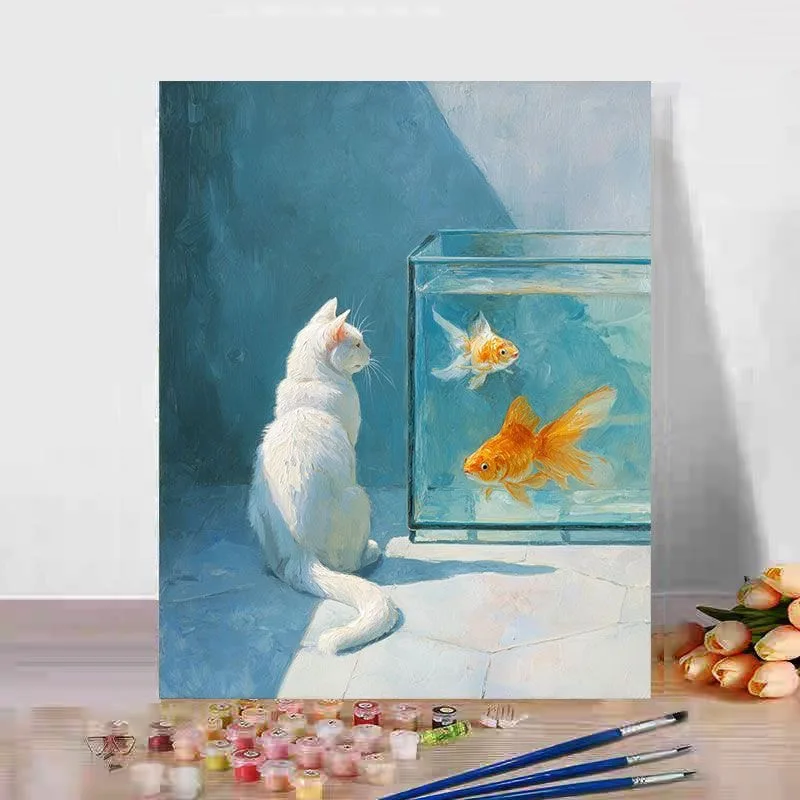 

A-0140 Black Cat Oil Painting - Moonlight Halloween Style - Gothic Home Decor