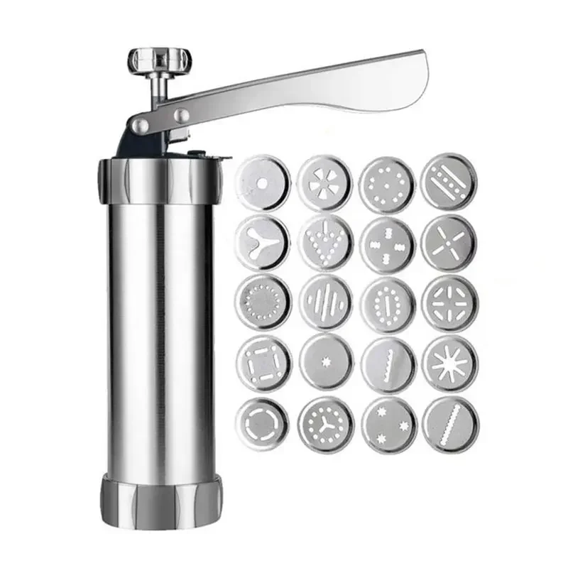Multipurpose Aluminum Cookie Maker Press Kit Manual Churros Maker Machine Cookie Biscuit Press Kit Press Gun Biscuit Tools Set