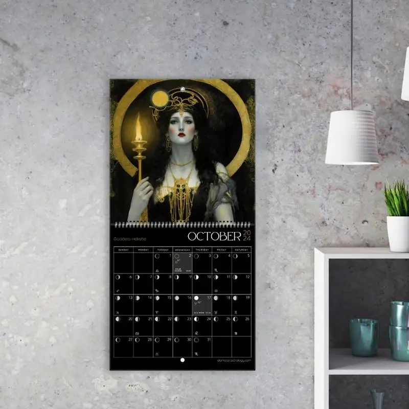 Lunar Calendar 2024 Astrology Wall Art Moon Tracker Goddess Calendar Hangable Astrology Decorations Phases Calendar Safe And