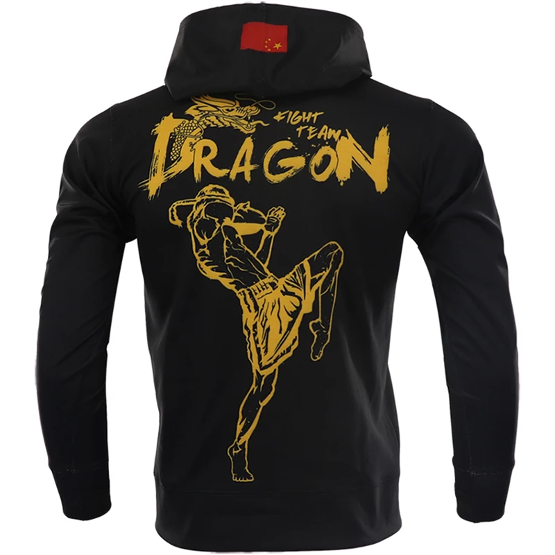 ARFIGHTKING-Long Sleeve Hoodies, Chinese Dragon Sports Zipper Jacket, Running, Fighting Boxing, Muay Thai Training, Fitness Coat