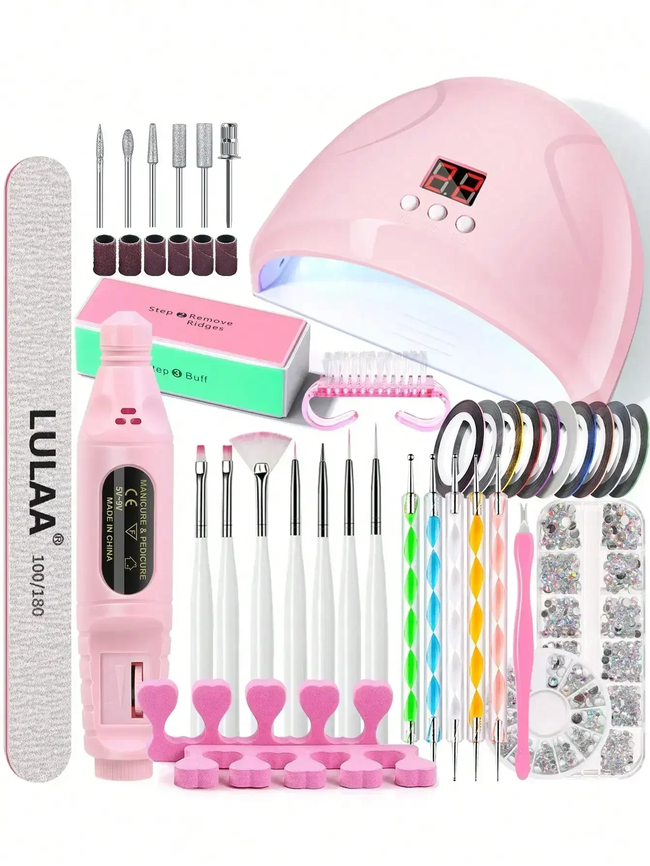 

Manicure Tool Kit, Includes UV Nail Lamp, Gel Polish Dryer, Electric Nail Drill, Cuticle Nipper, Cuticle Pusher, Nail File, Manicure & Pedicure Set - Salon-Grade Quality, Perfect For Home Use