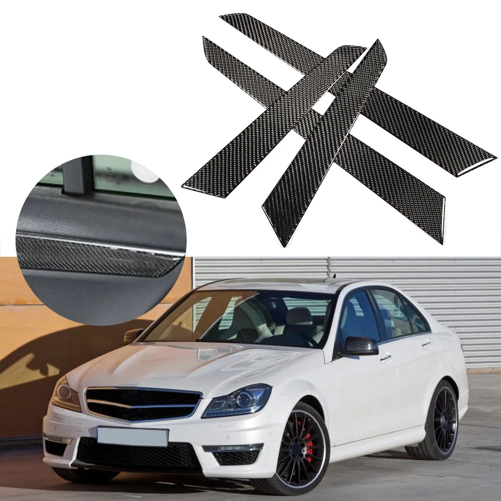 4Pcs Car Interior Door Panel Cover Trim Real Carbon Fiber Fit for Mercedes C class W204 07-13 Car Accessories