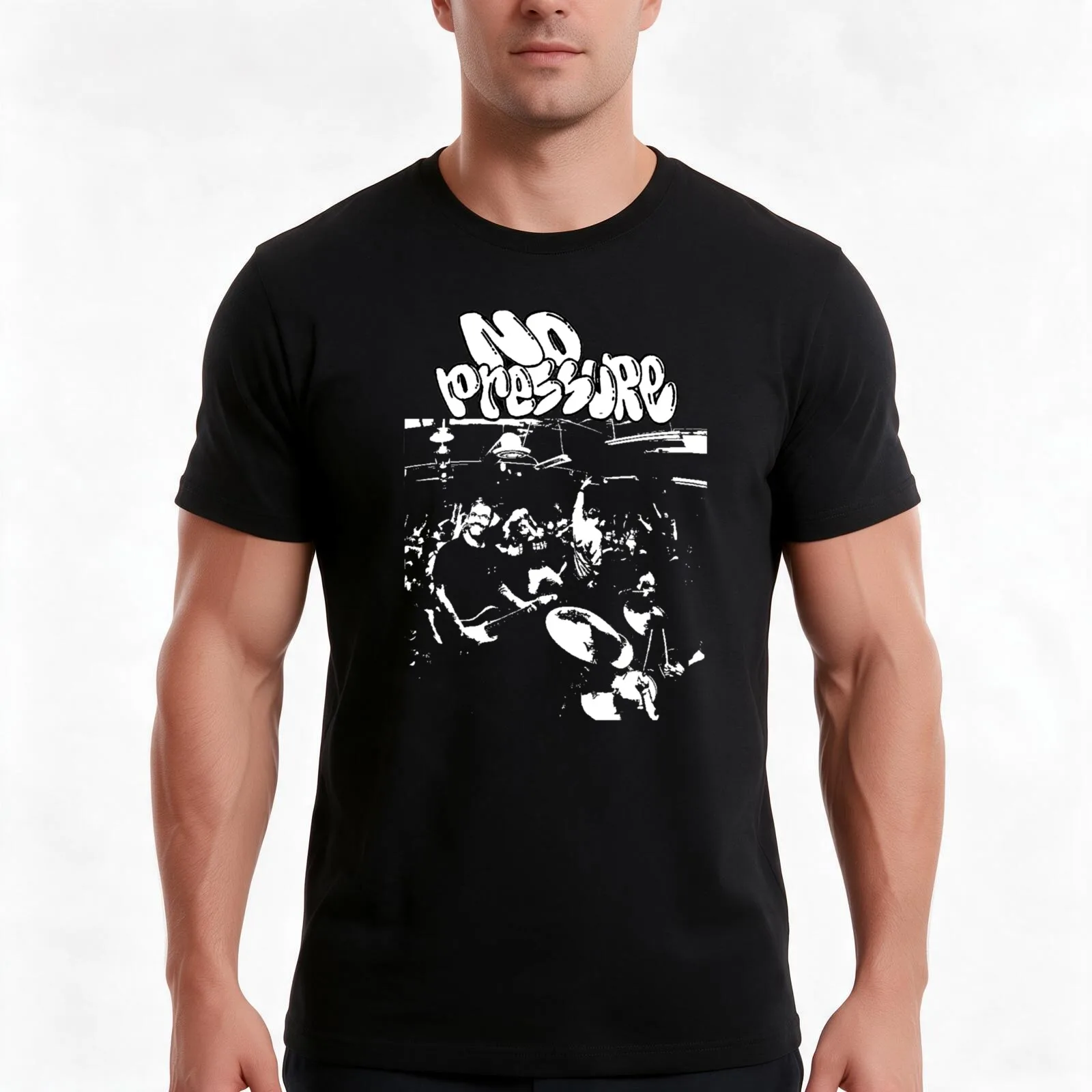 FAN ART NO PRESSURE PUNK LIVE T-Shirt, Summer Casual Cotton Tee, Oversized Streetwear Tops, Vintage Graphic Print, 100% Cotton
