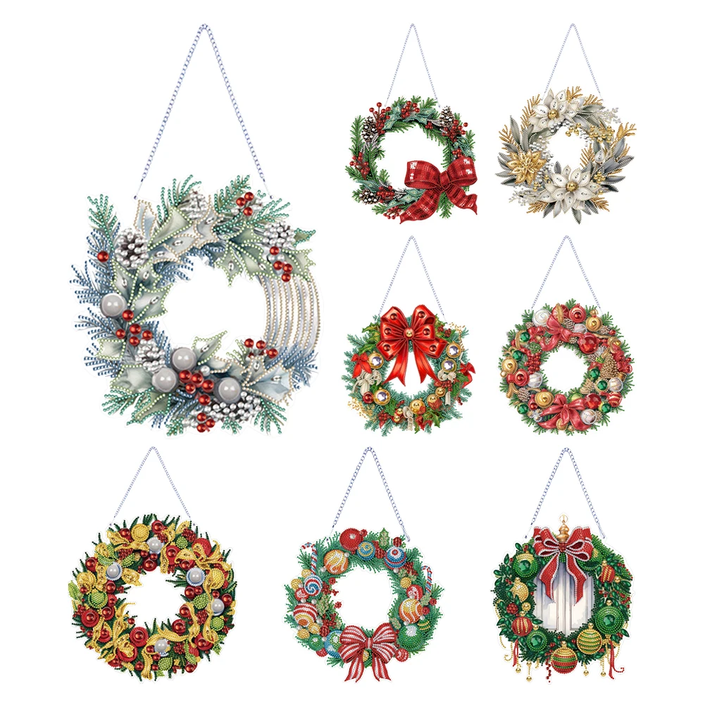 Special Shaped Diamond Painting Hanging Wreath Christmas Diamond Painting Wall Decor Wreath for Home Window Door Decor Gift