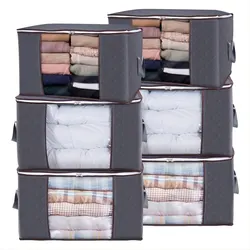 3pcs 6pcs Large Capacity Clothes Storage Bag Organizer With Reinforced Handle For Blanket Comforters Bed Sheets Pillows Toy