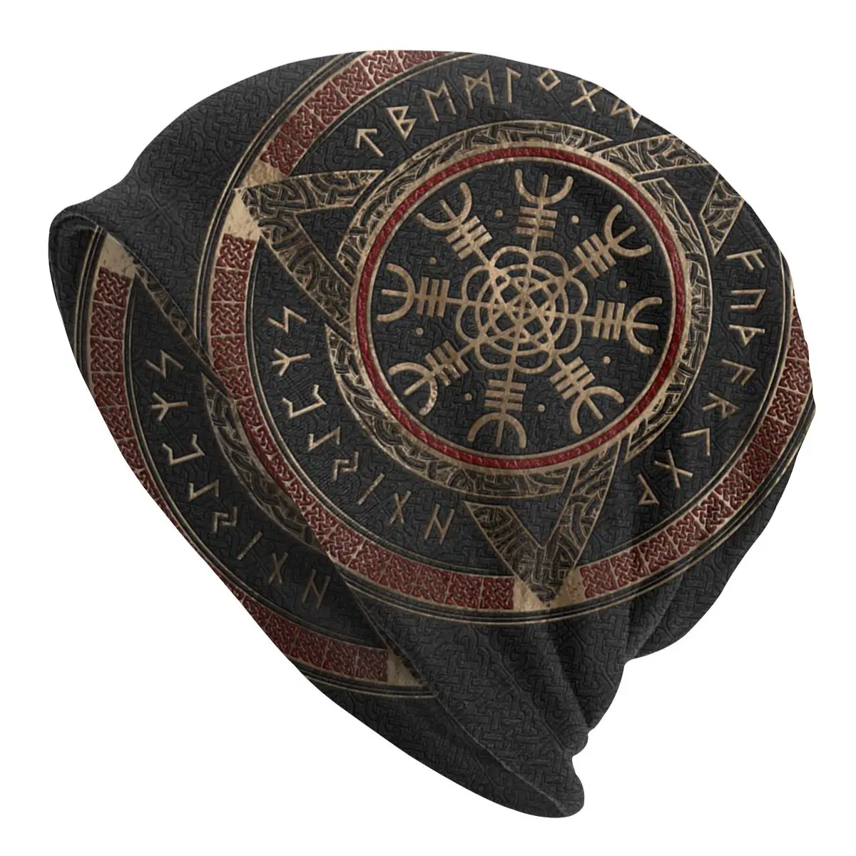 

Viking Ragnar Lothbrok Skullies Beanies Hats Norse Vegisir Runes Casual Unisex Outdoor Caps Warm Dual-use Bonnet Capted Hats