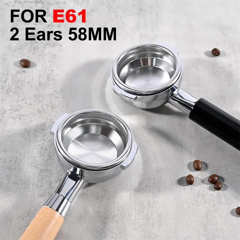 58MM Two Ears Coffee Bottomless Portafilter Naked For E61 EXPOBAR With Filter Basket Espresso Machine Accessories Barista Tools