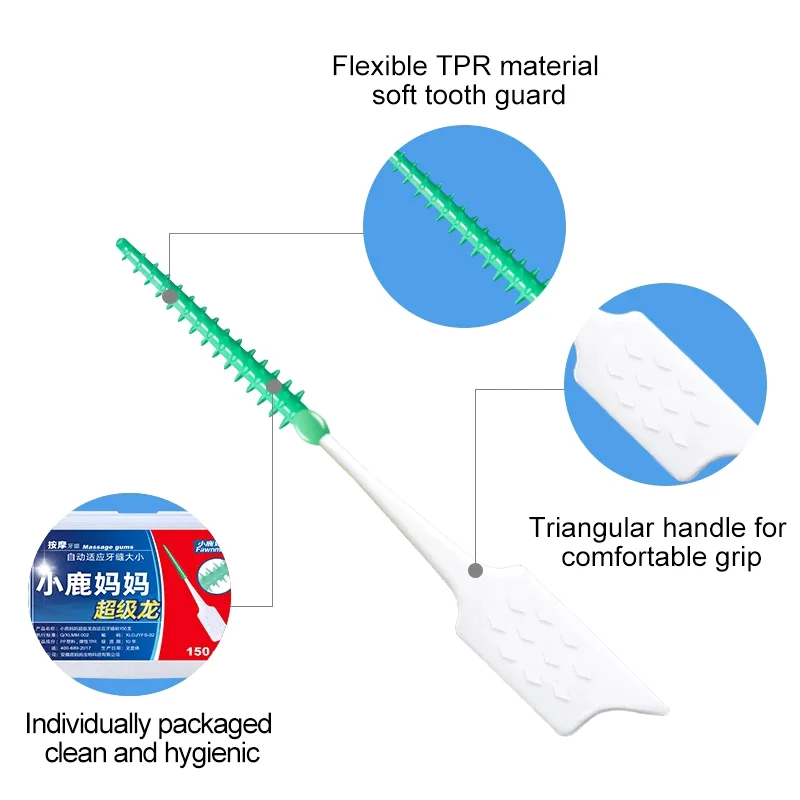 150 stks/doos Rager Zachte Rubberen Tanden Schoonmaken Gereedschap Tandheelkundige Reiniging Tanden Tandenborstel Mondhygiëne Care Tools