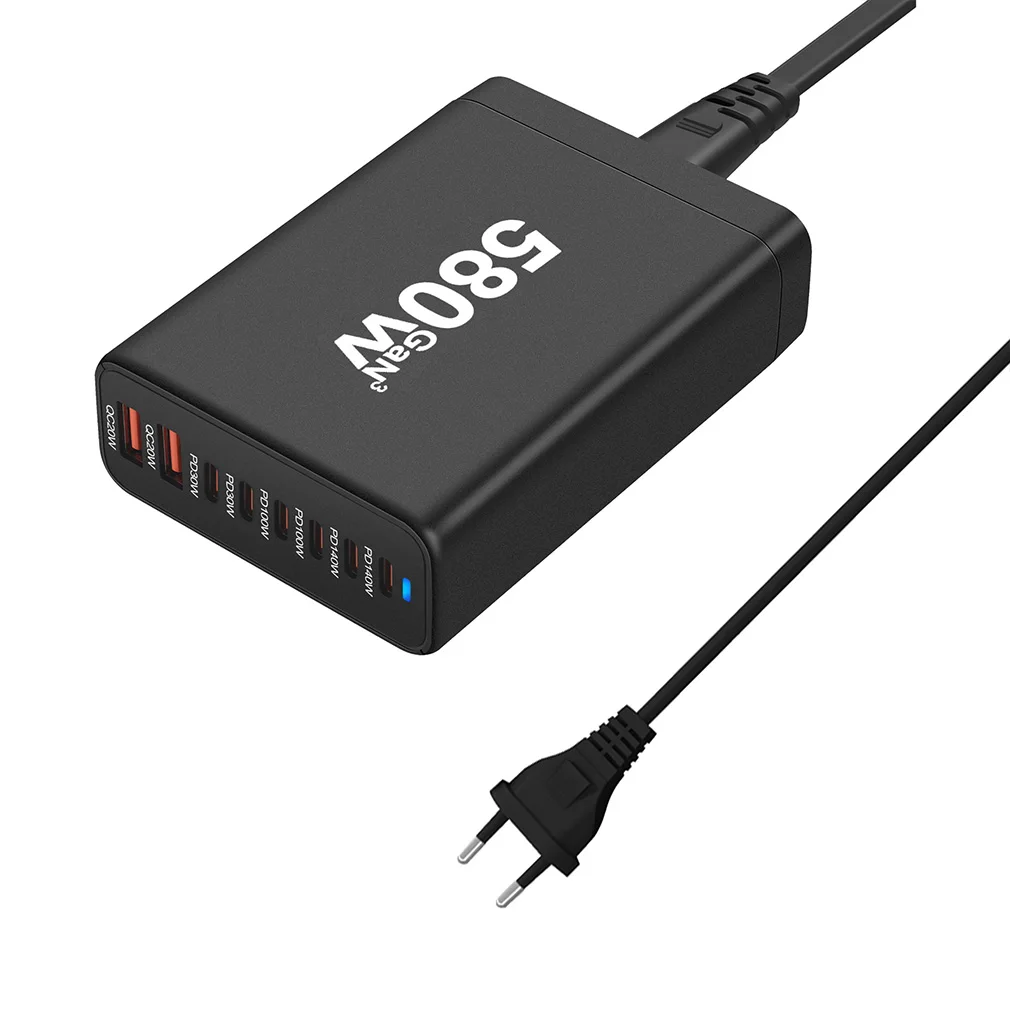 

Hot 580W GaN 8port Type C Car Fast Charger USB C Auto Fast Charging Phone Accessories For iphone Samsung Huawei Xiaomi Oneplus