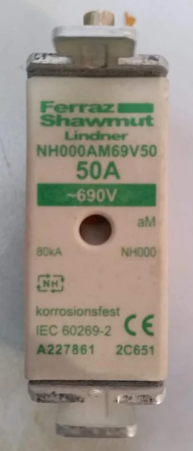 Fuse: NH000AM69V50 A227861 / NH000AM69V63 B227862 / NH000AM69V6 R227853 / NH000AM69V10 S227854 / NH000AM69V16 T227855