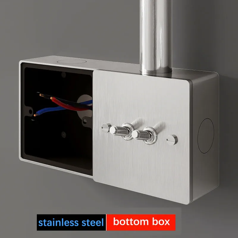 Type 86 Surface Mount Universal Wall Switch Junction Box Stainless Steel Panel Button Metal Box 25mm hole