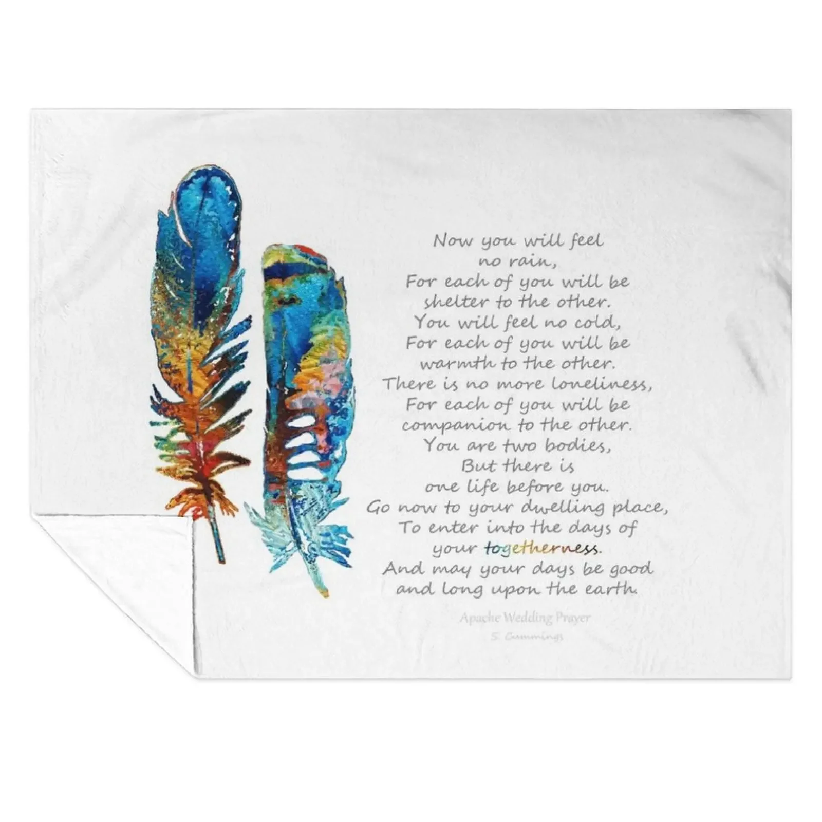 

Togetherness - Native American Wedding Prayer - By Sharon Cummings Throw Blanket decorative warm for winter Comforter Blankets