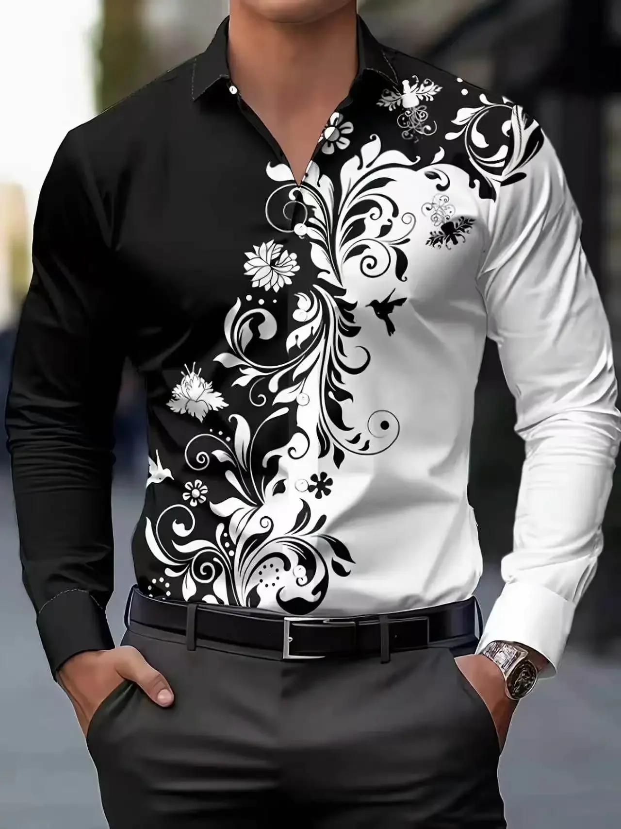Premium Men's Floral Print Long Sleeved Buttoned Casual Shirt- 12 Colors, Comfortable & Fashionable