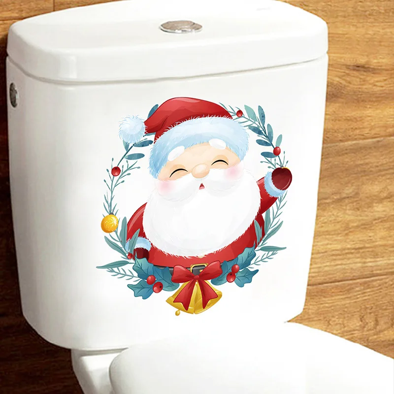 Cartoon Animals Wall Stickers Christmas Decoration 2023 Home Decor Toilet Decals Living Kids Room New Year Festival Wallpaper