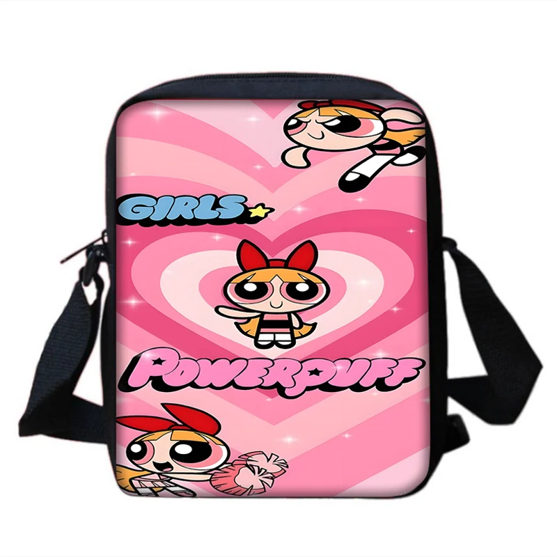 Boy Girls Cute Anime Powerpuffs Girlss Printed Shoulder Messenger Bag bambino Casual Handbag uomo donna Phone Bag Shopping Bag