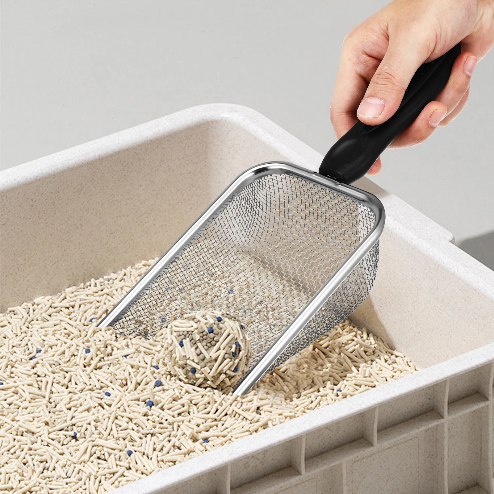 

Cat Litter Artifact Mesh Cat Litter Scoop Heavy Duty Metal Scoop Fine Mesh Sifting Small Holes Stainless Steel Pet Supplies